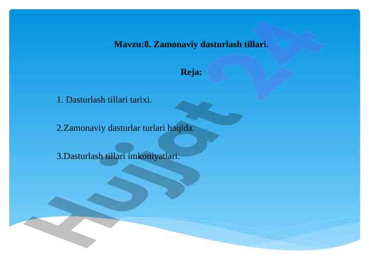 Zamonaviy dasturlash tillari tarixi va turlari