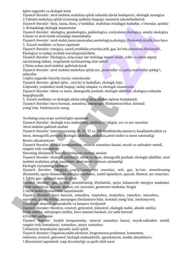Iqlim ozg‘arishi va ekologik holat tahlili