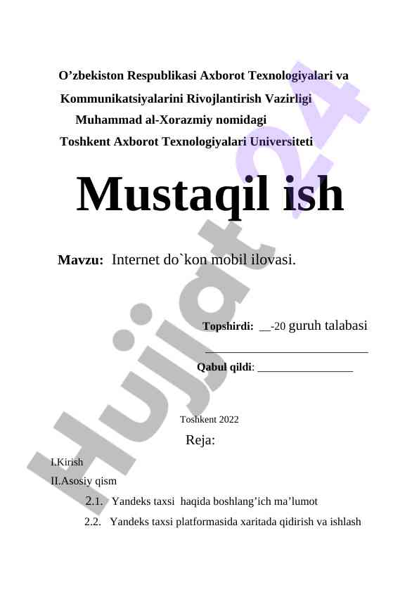 Internet do'kon mobil ilovasi tahlili