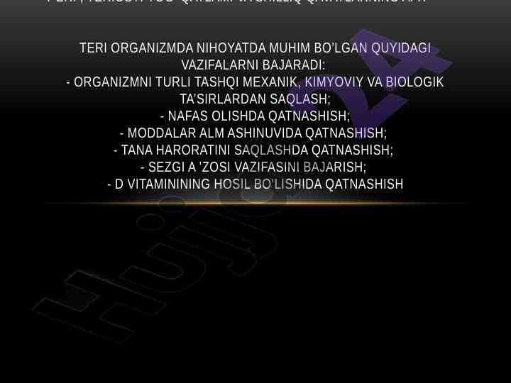 Teri va teriosti yoqiqatlami va shilliq qavatlar