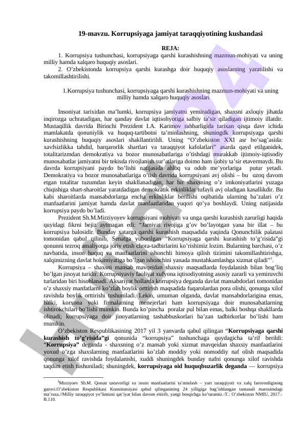 Korrupsiyaga qarshi kurashishning huquqiy asoslari