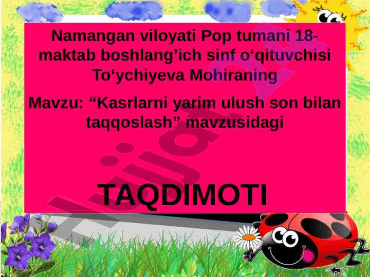 Kasrlarni yarim ulush son bilan taqqoslash