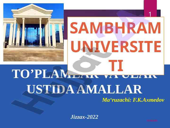To‘plamlar va ular ustida amallar