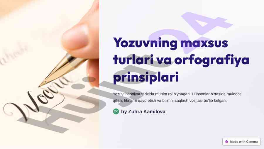 Yozuvning maxsus turlari va orfografiya prinsiplari