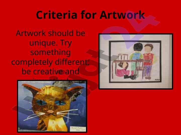 Artwork criteria for creative artistic expression
