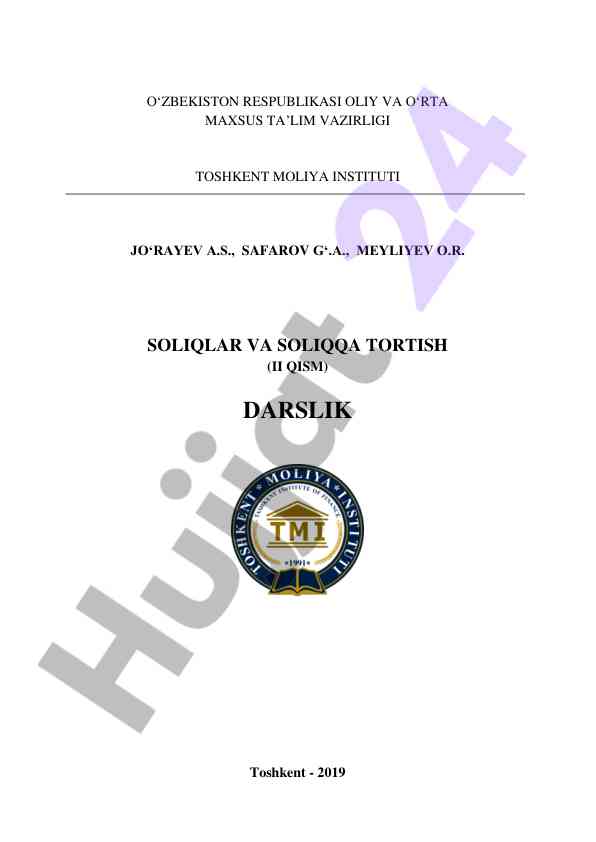 Soliqlar va soliqqa tortish ii qism darslik