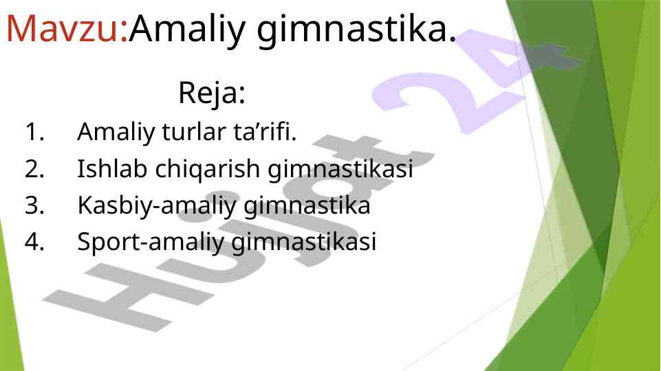 Amaliy gimnastika turlari va ularning ta'siri