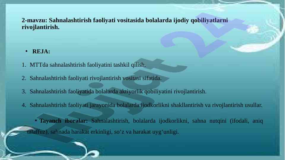 Sahnalashtirish faoliyati va ijodiy qobiliyatlar