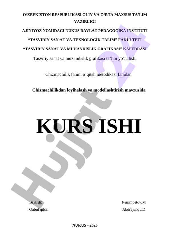 Chizmachilik metodikasi loyihalash va modellashtirish