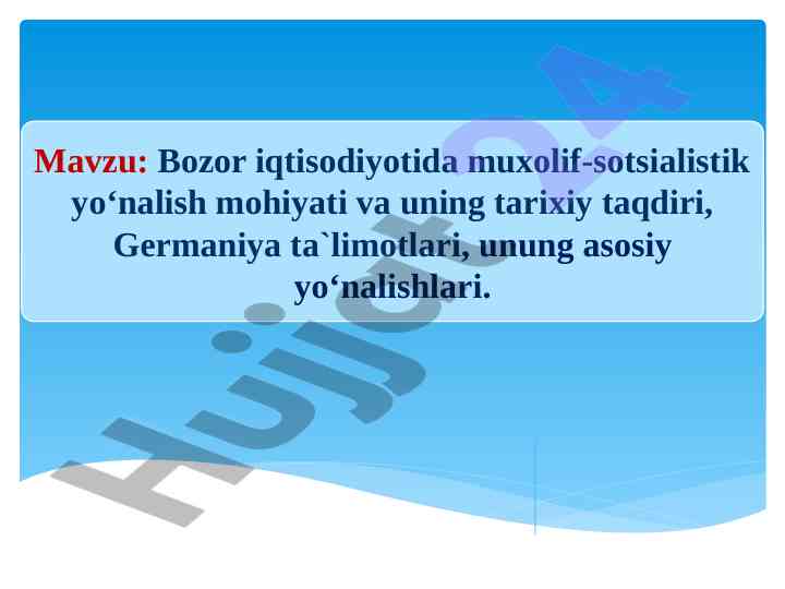 Bozor iqtisodiyotida muxolif-sotsialistik yo'nalish