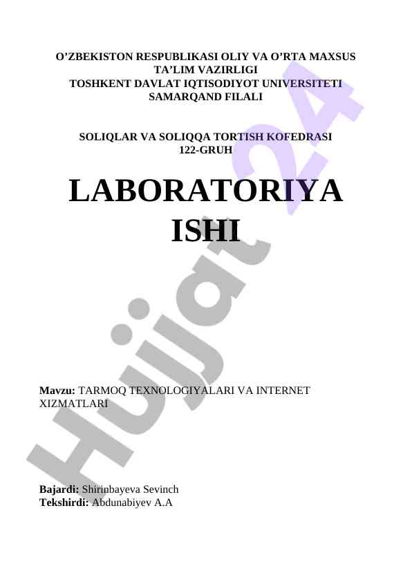 Internet xizmatlari va tarmoq texnologiyalari