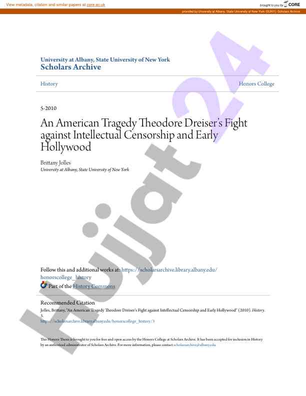 An american tragedy theodore dreiser’s fight against censorship
