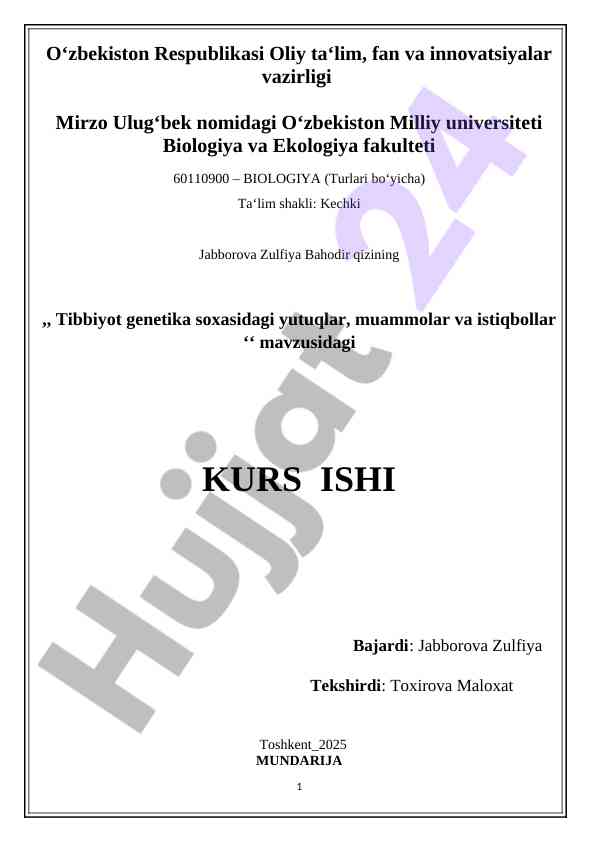 Tibbiyot genetika soxasidagi yutuqlar va muammolar