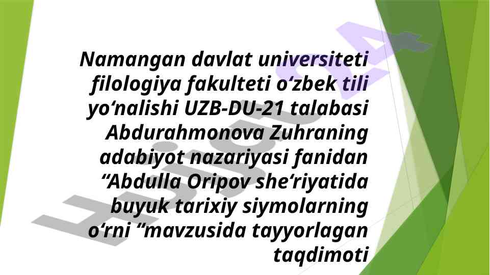 Abdulla oripov she'riyatida tarixiy siymolar o'rni