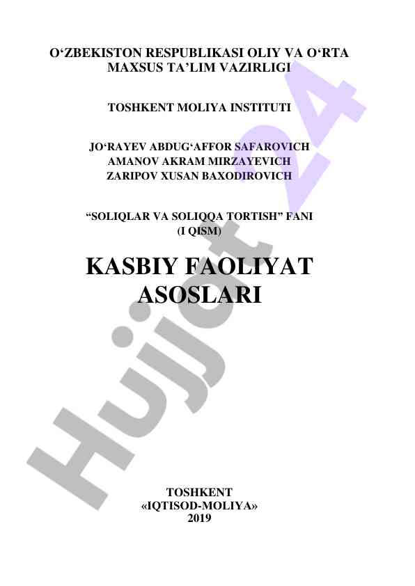 Soliqlar va soliqqa tortish fani darsligi