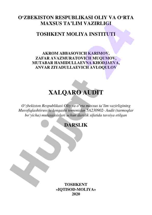 Xalqaro audit asoslari va auditorlik faoliyati