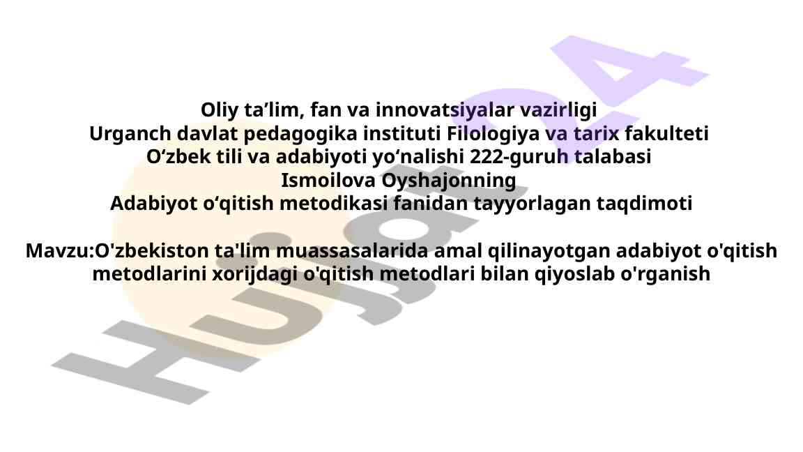 Adabiyot O'qitish Metodlarini Qiyoslash