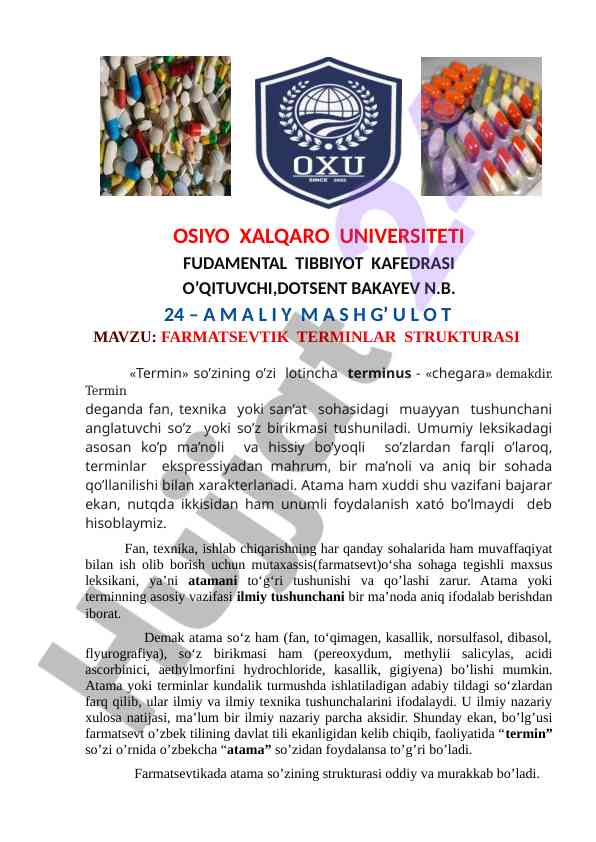 Farmatsevtik terminlar strukturasi