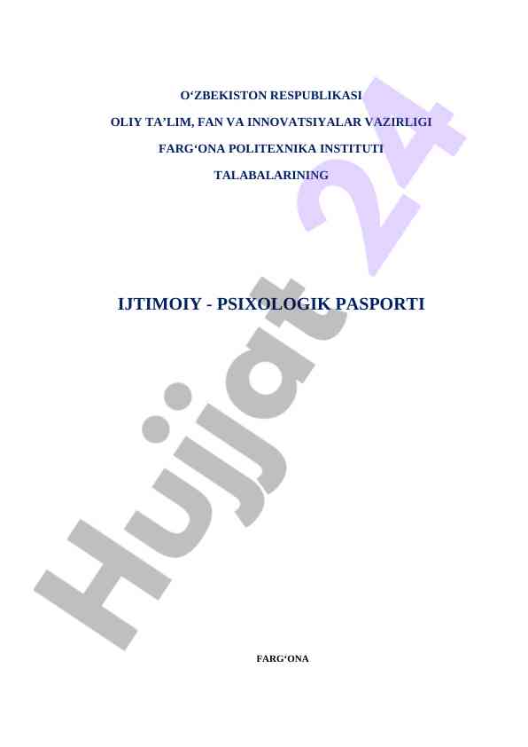 Ijtimoiy psixologik passport ta’lim talabalariga