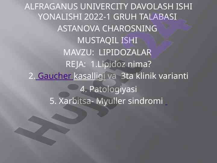 Lipidozalar haqida mustaqil ish