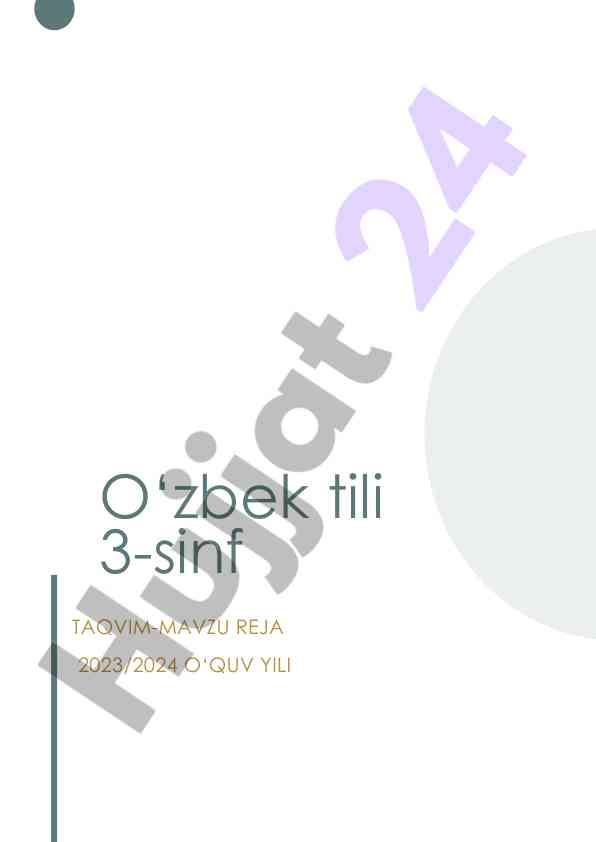 O‘zbek tili 3-sinf ta'lim rejasi 2023/2024