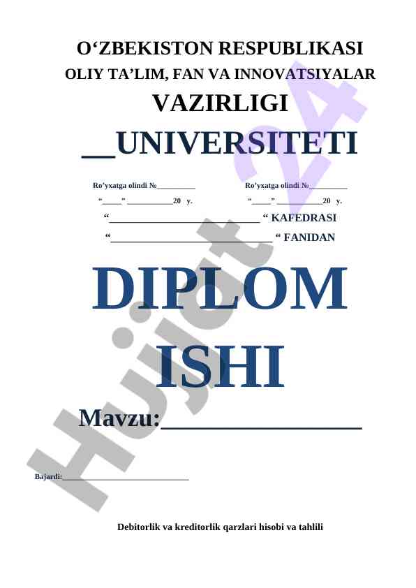 Debit Mavzusi: Qarzdorlik Hisobi va Tahlili
