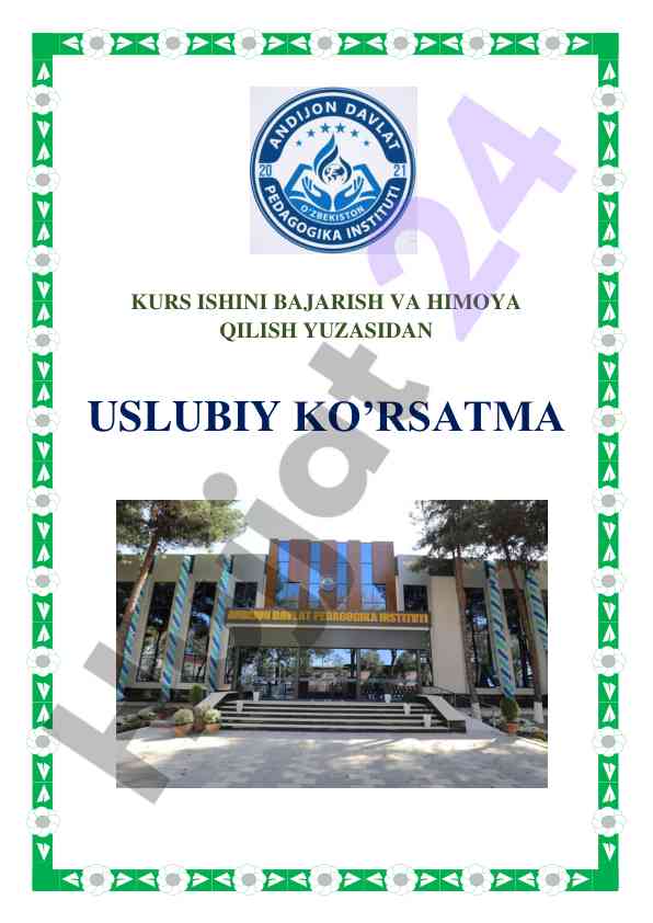 Kurs ishini bajonish uslubiy ko'rsatmalar