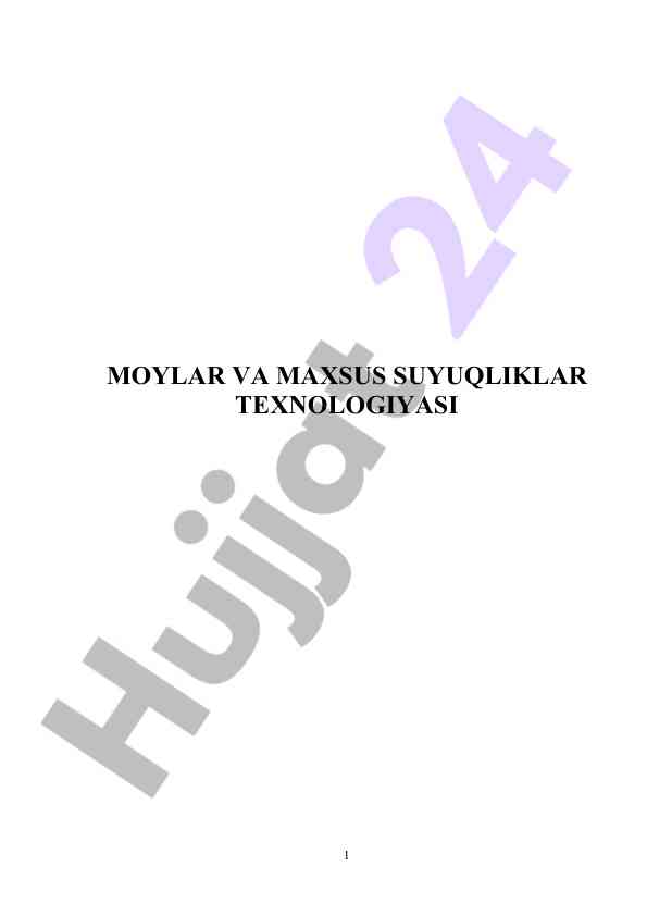 Moylar va maxsus suyuqliklar texnologiyasi