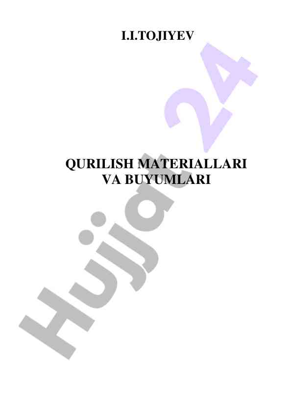 Qurilish materiallari va buyumlariga oid darslik