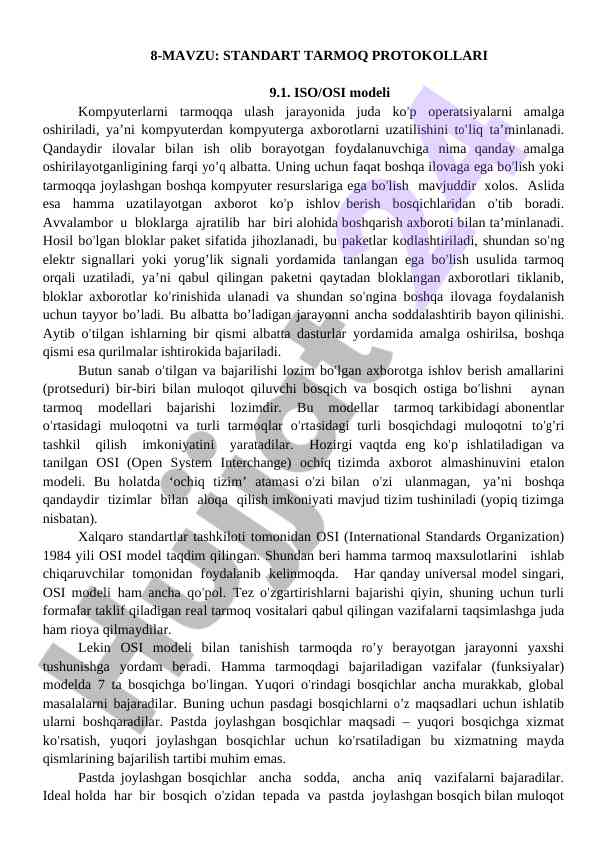 Standart Tarmoq Protokollari