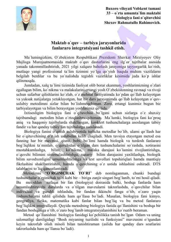 Fanlararo integratsiyani tashkil etish usullari