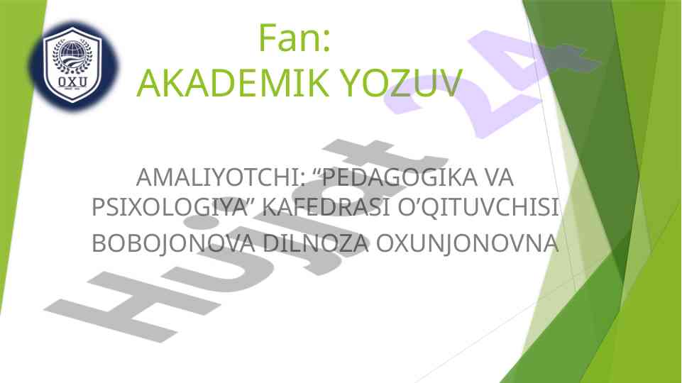 Akademik yozuv fanining mazmuni va vazifalari