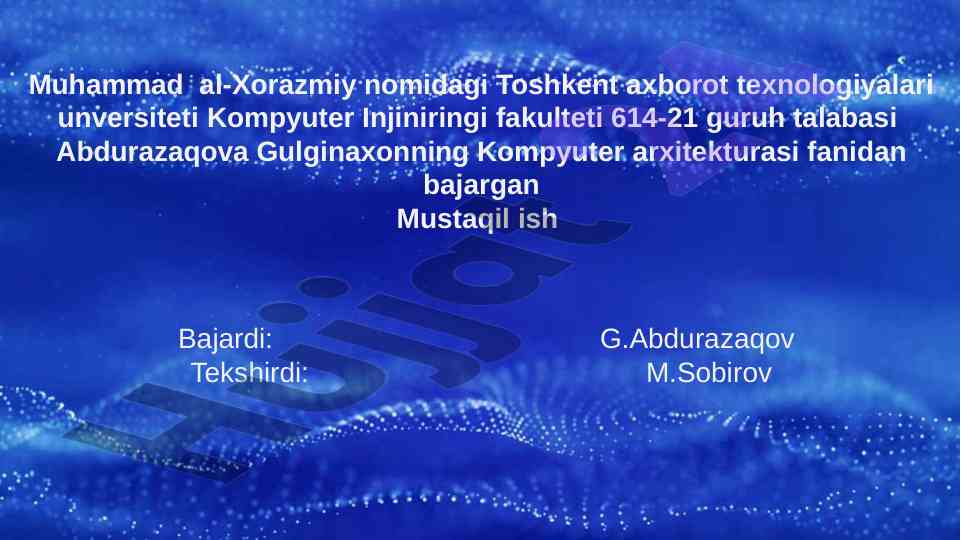 Zamonaviy protsessorlar haqida mustaqil ish