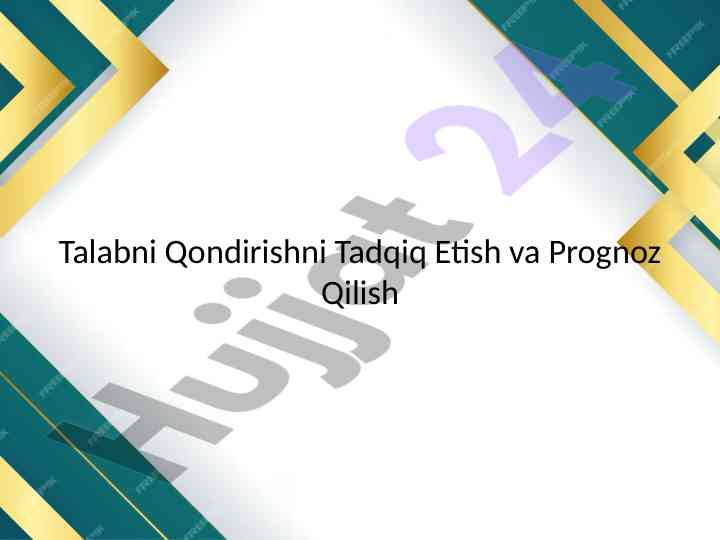 Bozor kon’yunkturasi va marketing strategiyalari