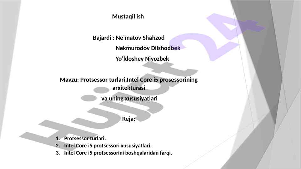 Protsessor turlari va intel core i5 xususiyatlari