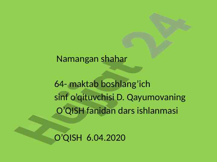 O‘qish fanidan dars ishlanmasi suv ahamiyati