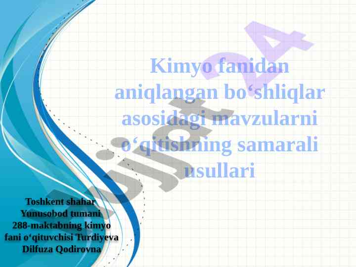 Kimyo fanidan aniqlangan bo‘shliqlar asosidagi mavzular