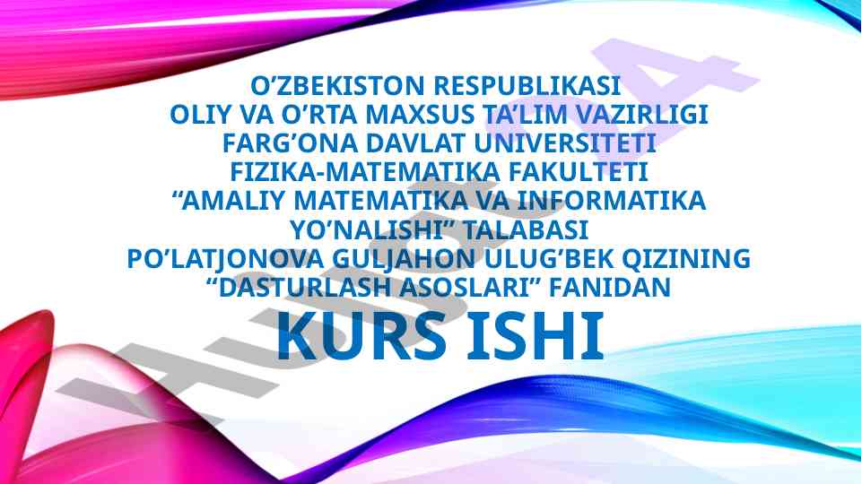 C# dasturlash tilida sanoq sistemalari dasturini yratish