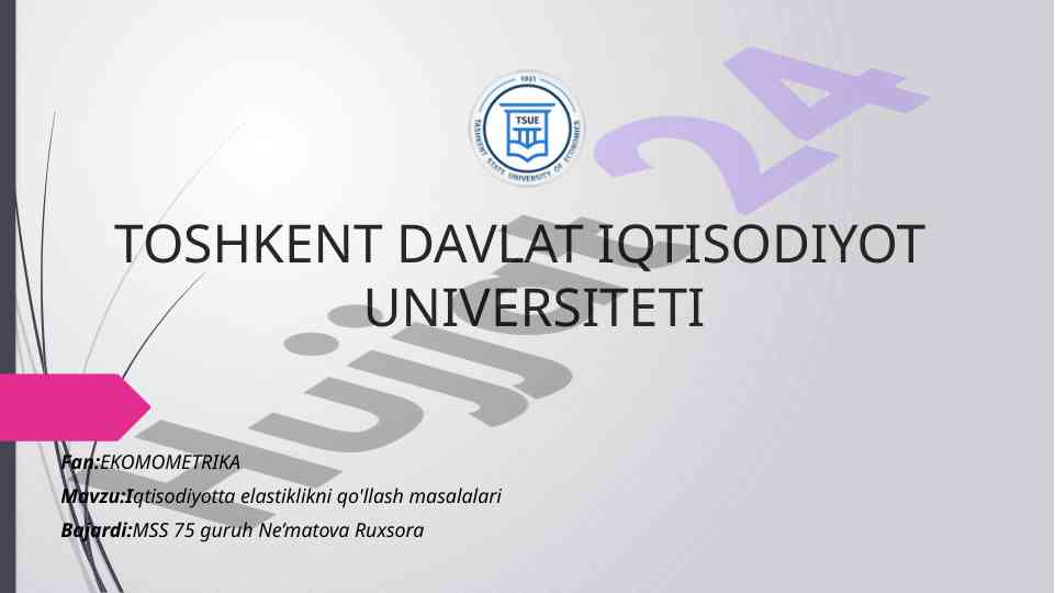 Iqtisodiyotta elastiklikni qo'llash masalalari
