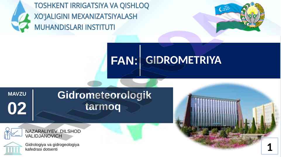 Gidrometeorologiya xizmatlarini takomillashtirish tajribalari