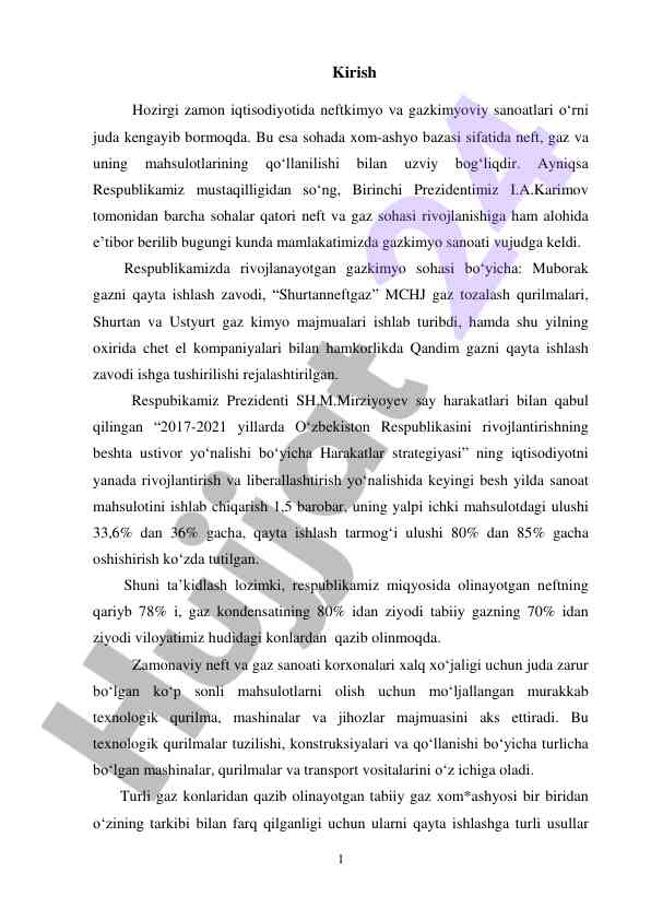 Gazkimyo sanoati rivojlanishi va innovatsion yondashuvlar