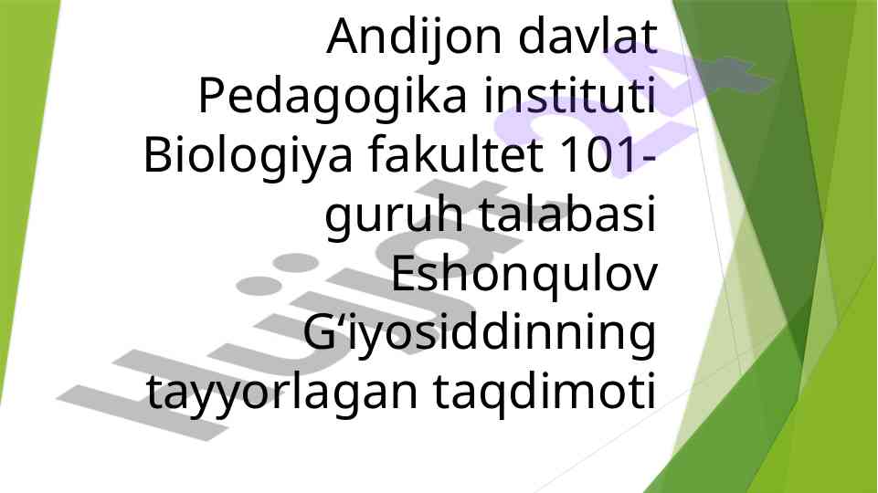 Biologiya fakulteti taqdimoti mavzusi