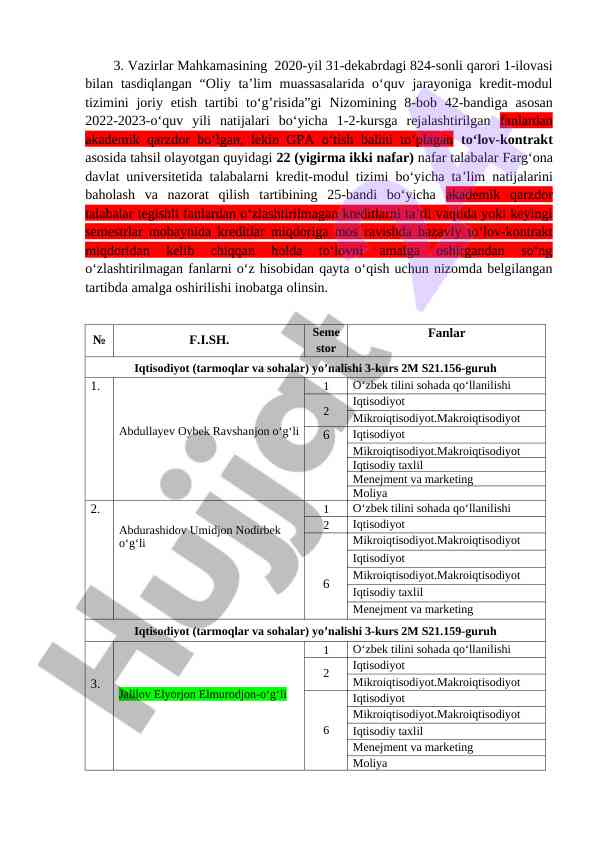 Oliy ta'lim muassasalarida kredit-module tizimi