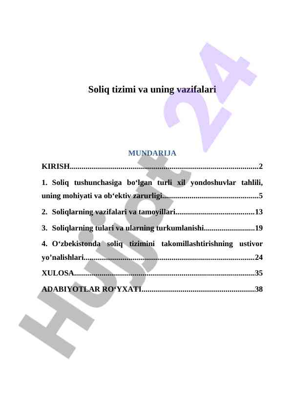 Soliq tizimi va vazifalari tahlili o‘zbekistonda