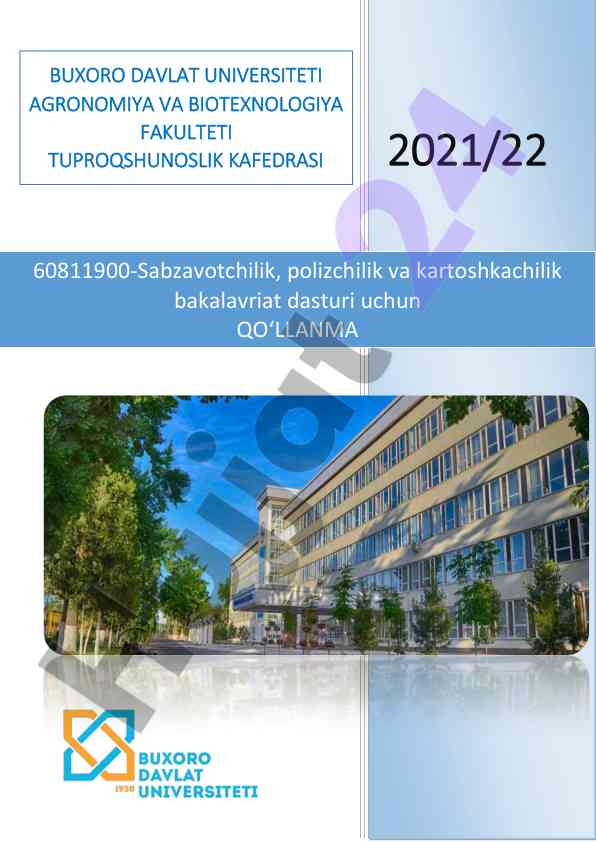 Bakalavriat dasturi uchun sabzavotchilik qo‘llanmasi
