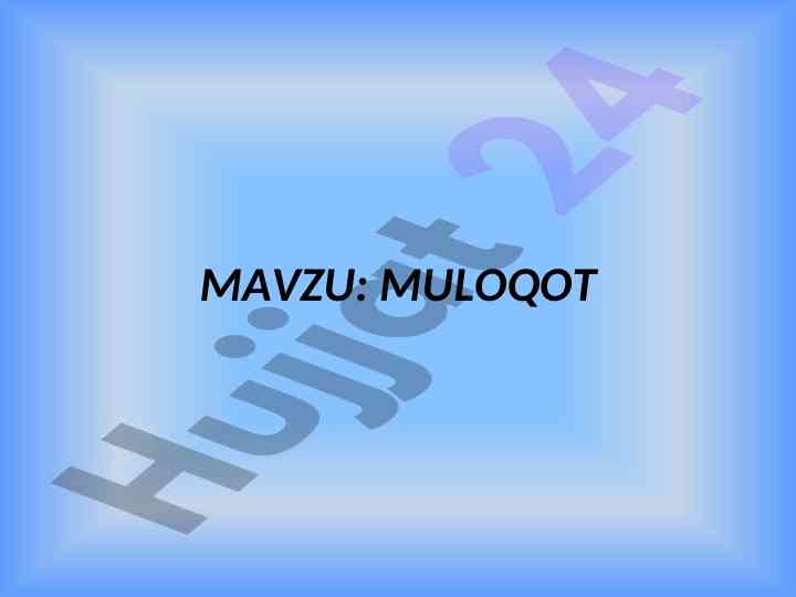 Muloqot va uning asosiy elementlari