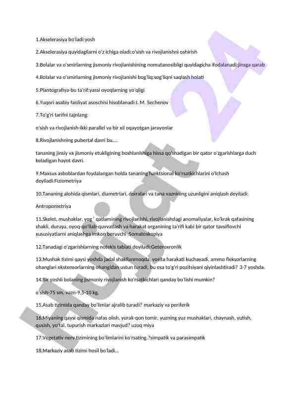 Jismoniy rivojlanish akseleratsiyasi tahlili