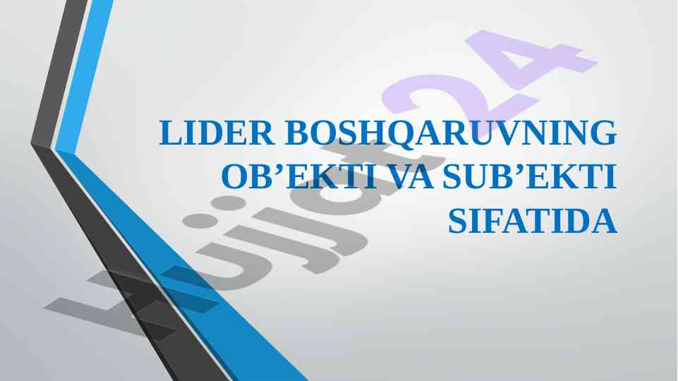 Lider boshqaruvining ob’ekti va sub’ekti