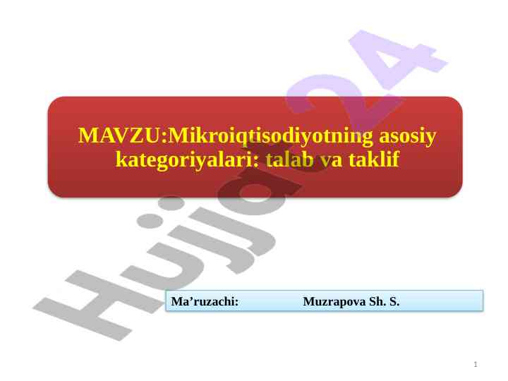 Talab va taklif qonunining matematik ifodasi
