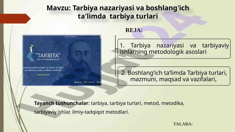 Tarbiya nazariyasi va boshlang'ich ta'limda tarbiya